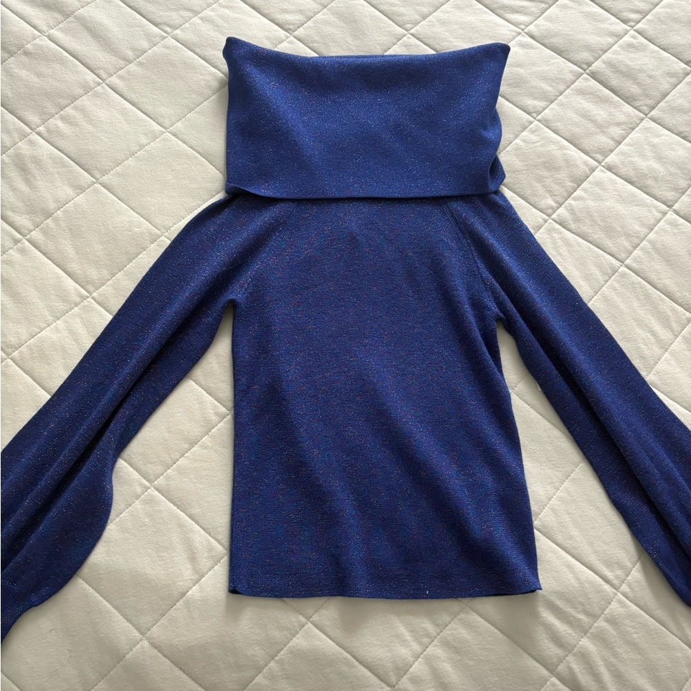 NWT Anthropologie Royal Blue Cowl Neck Sweater